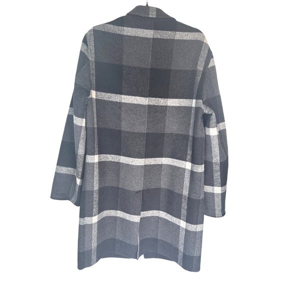 ZARA Womens Medium Gray & Black Plaid Wool Blend Coat - Picture 2 of 16